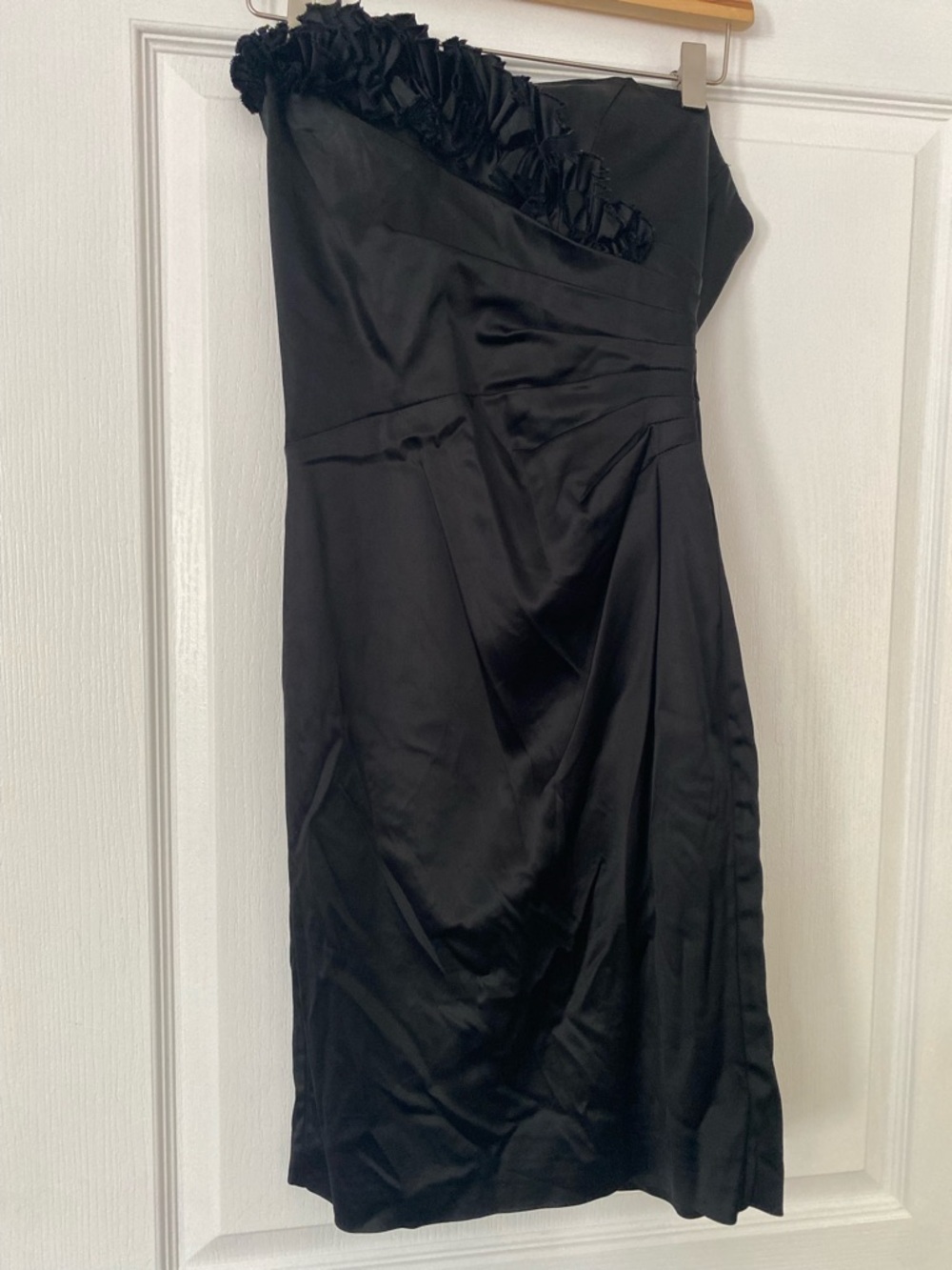 White House Black Market Black One-Shoulder Ruffle Cocktail Dress